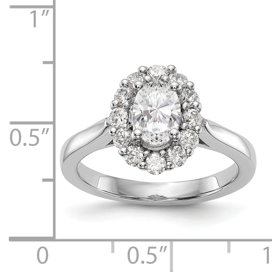 14k White Gold Oval Halo Engagement Simulated Diamond Ring