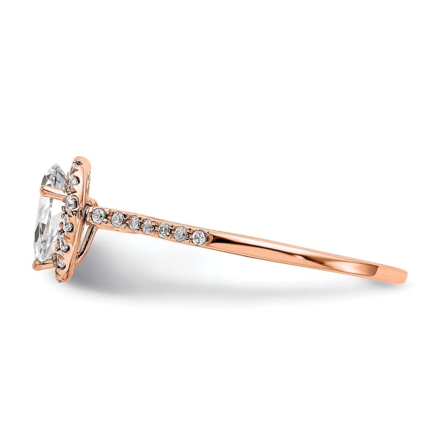 8x5mm Pear Shapet CZ Halo Style Engagement Ring in 14K Rose (Pink) Gold