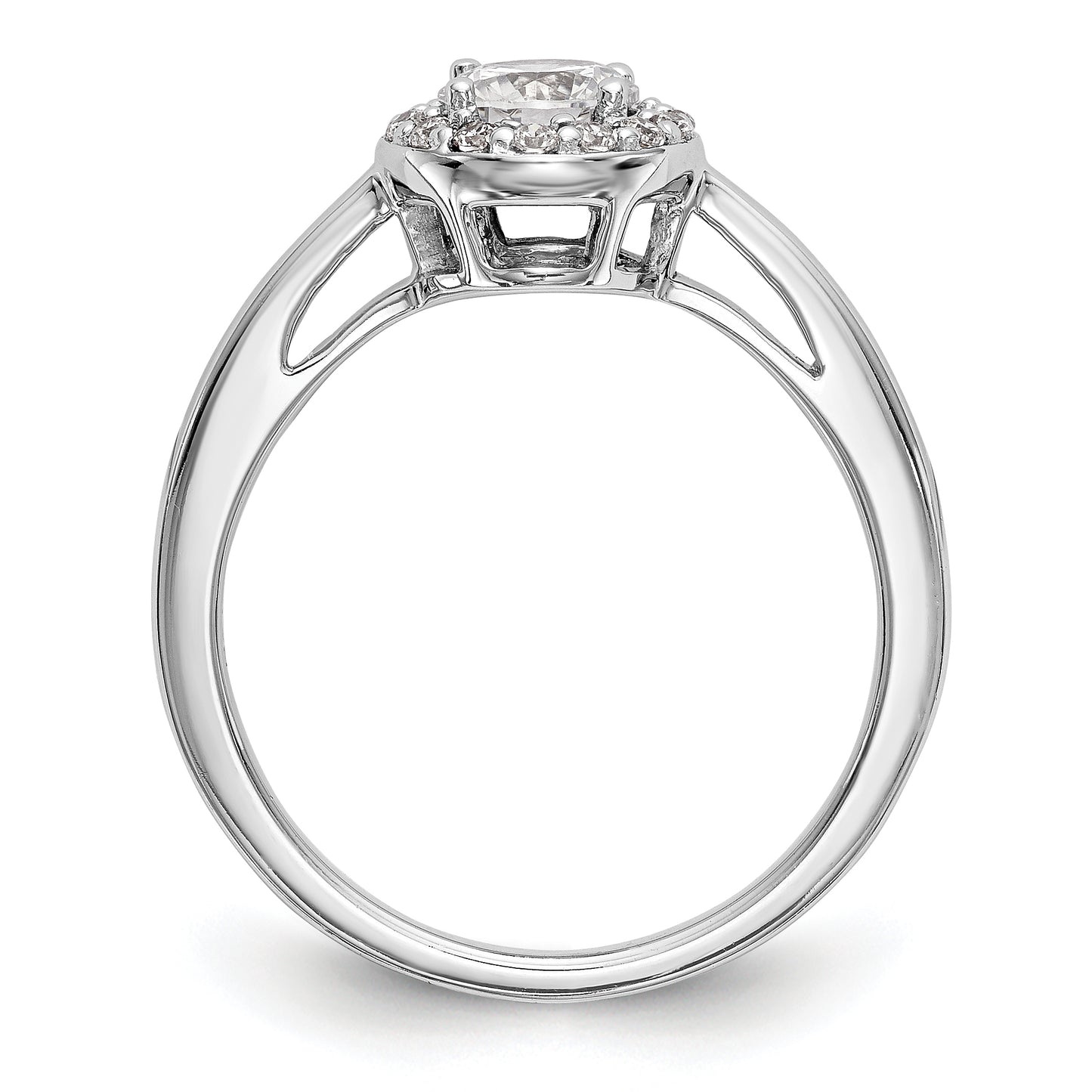 14K White Gold Round Simulated Diamond Halo Engagement Ring