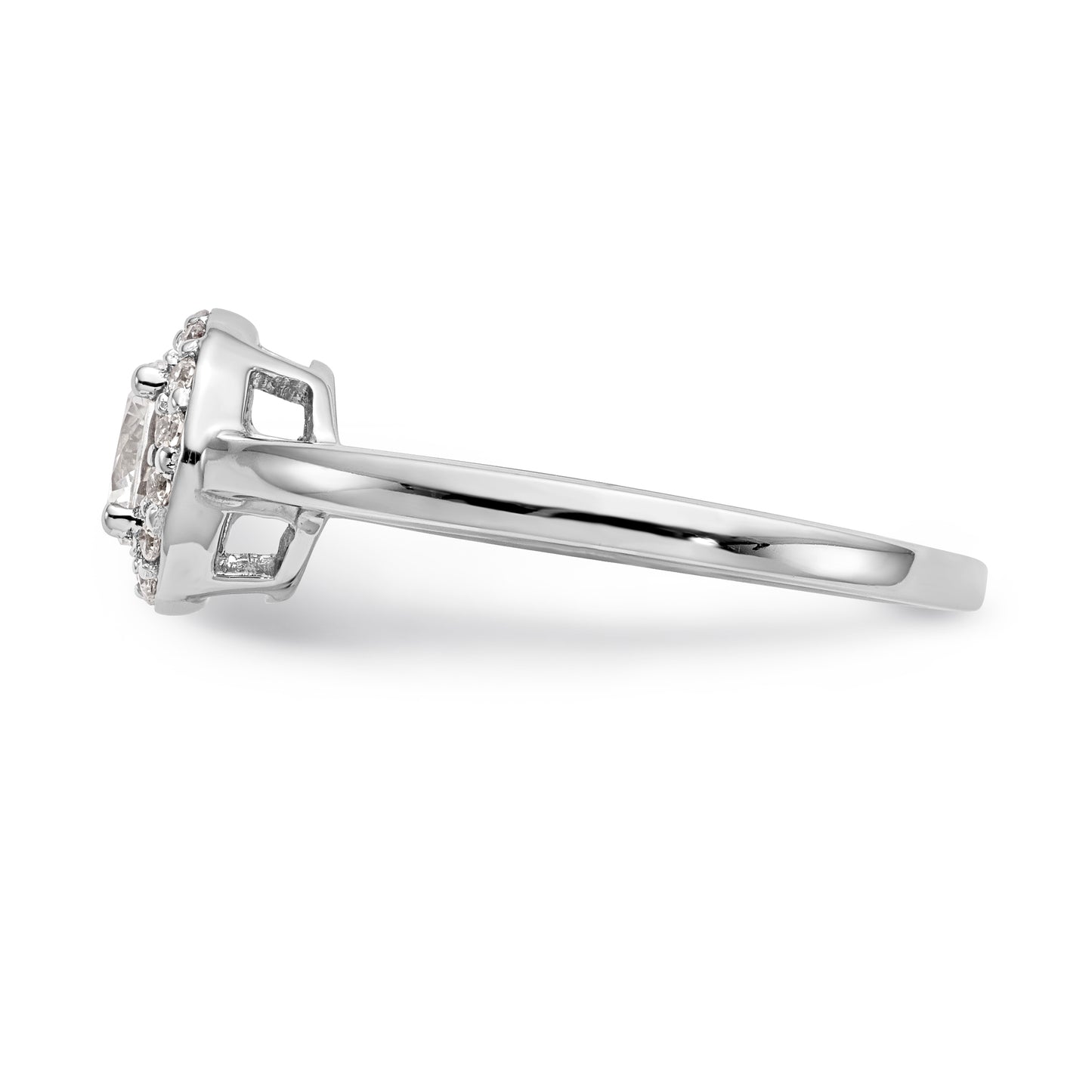 14K White Gold Round Simulated Diamond Halo Engagement Ring