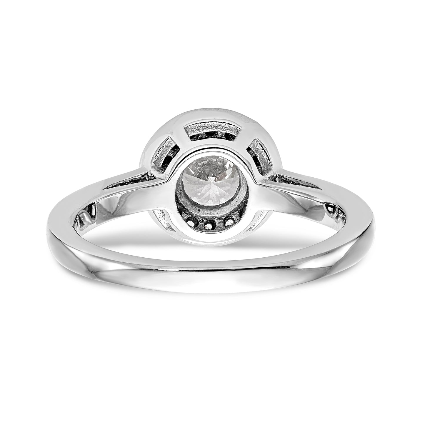 14K White Gold Round Simulated Diamond Halo Engagement Ring