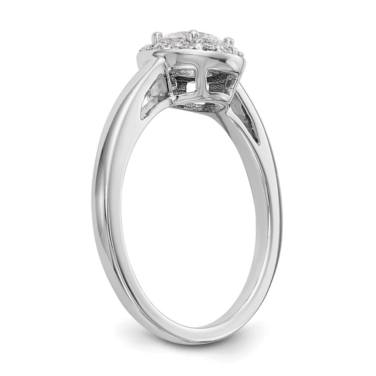 14K White Gold Round Simulated Diamond Halo Engagement Ring