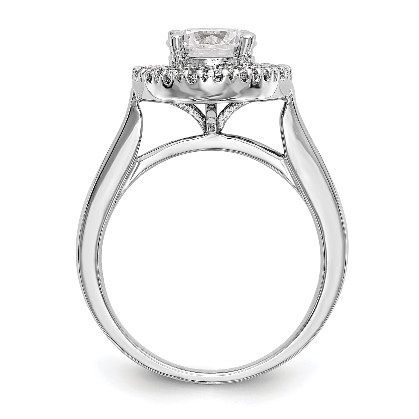 14K White Gold Round Simulated Diamond Halo Engagement Ring