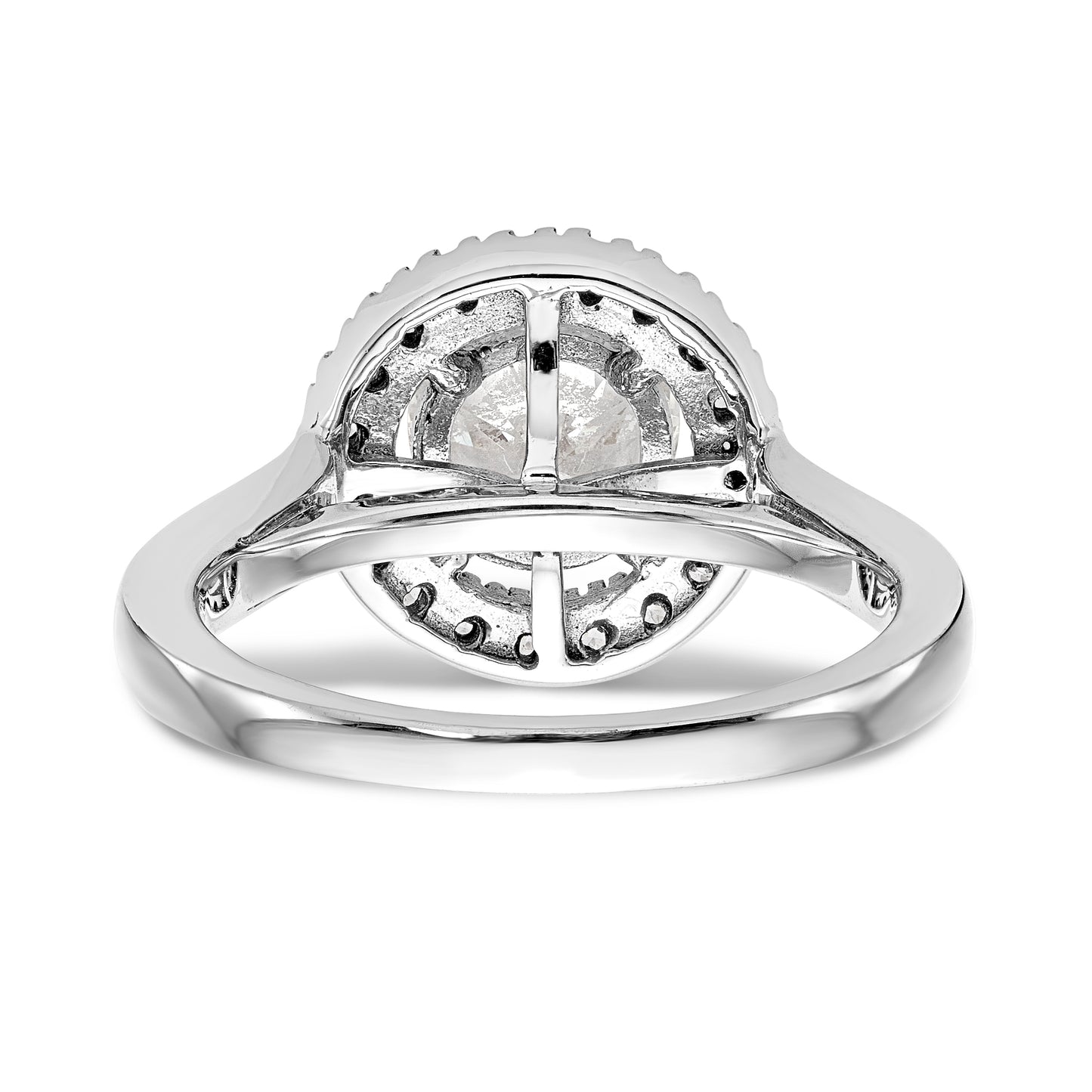 14K White Gold Round Simulated Diamond Halo Engagement Ring