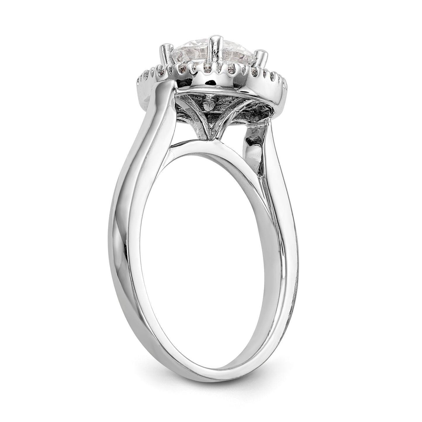 14K White Gold Round Simulated Diamond Halo Engagement Ring