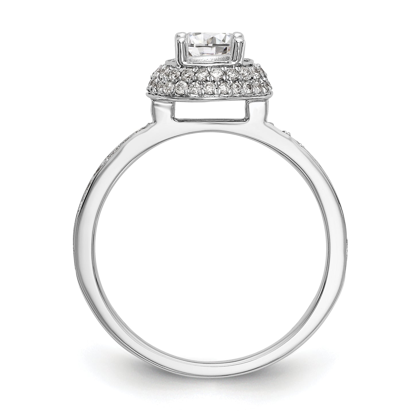 14K White Gold Round Simulated Diamond Halo Engagement Ring