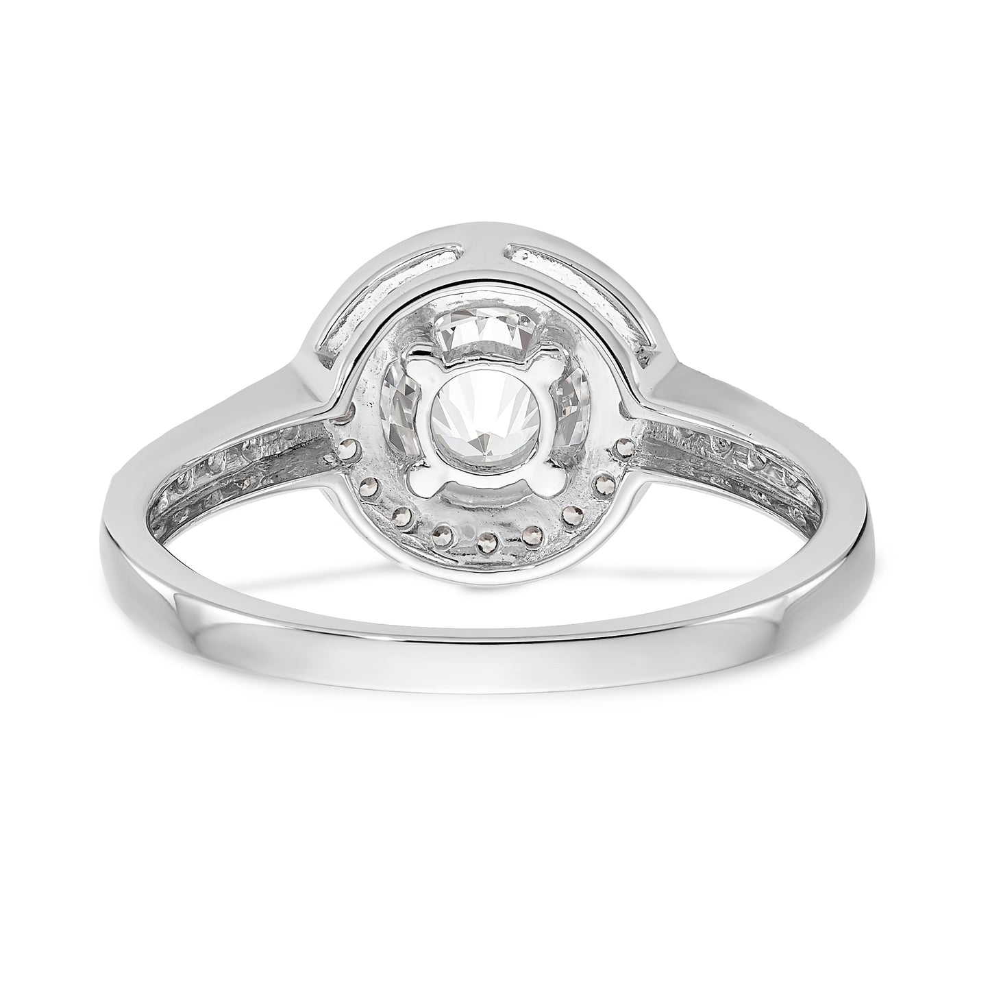 14K White Gold Round Simulated Diamond Halo Engagement Ring
