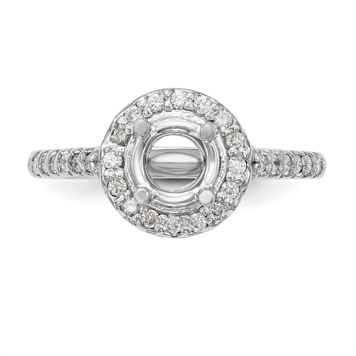 14K White Gold Round Simulated Diamond Halo Engagement Ring