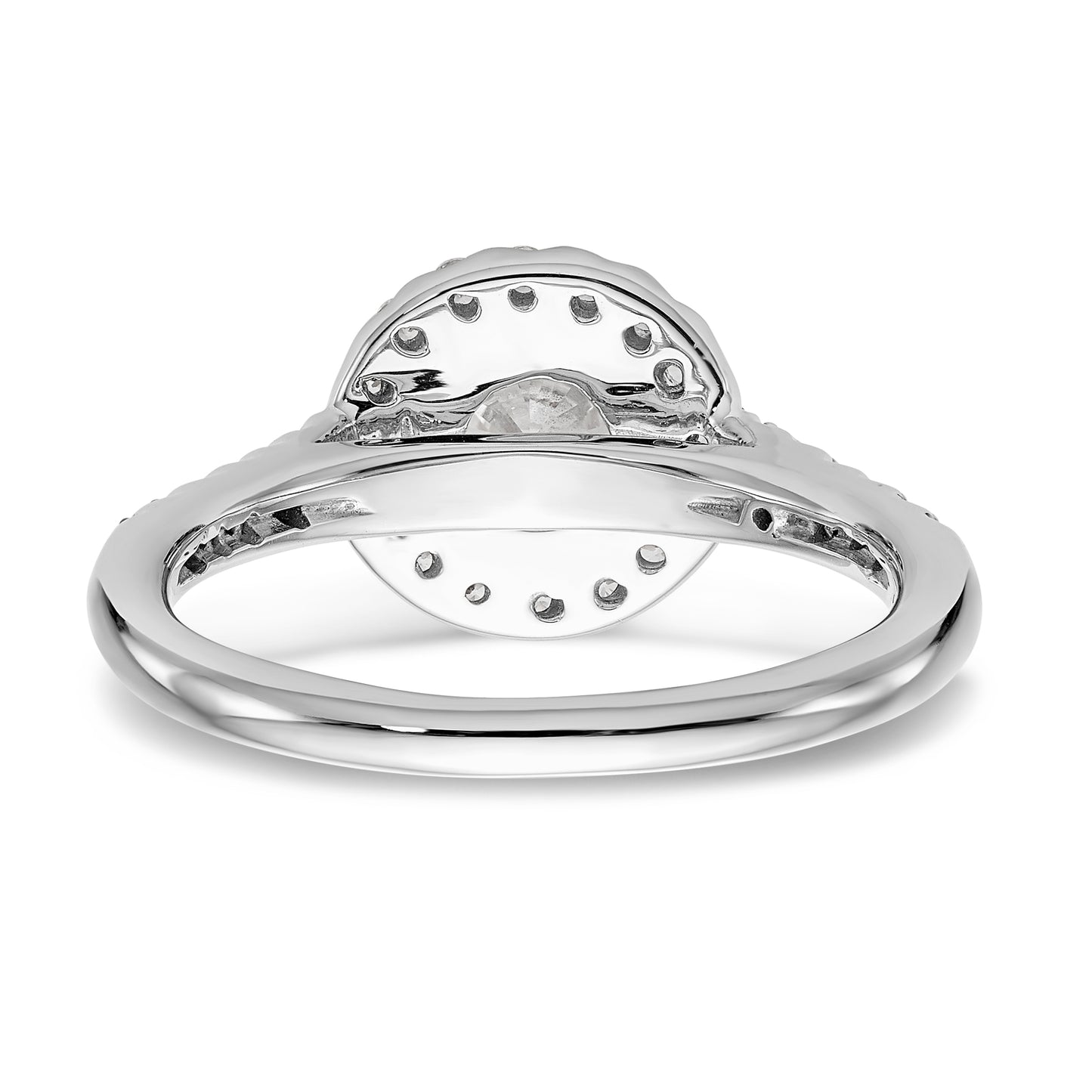 14K White Gold Round Simulated Diamond Halo Engagement Ring