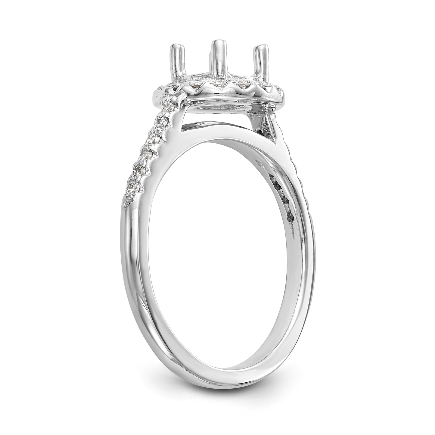 14K White Gold Round Simulated Diamond Halo Engagement Ring
