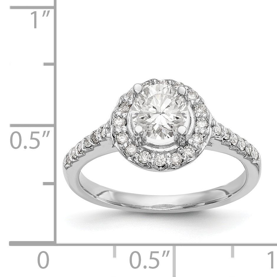 14K White Gold Round Simulated Diamond Halo Engagement Ring