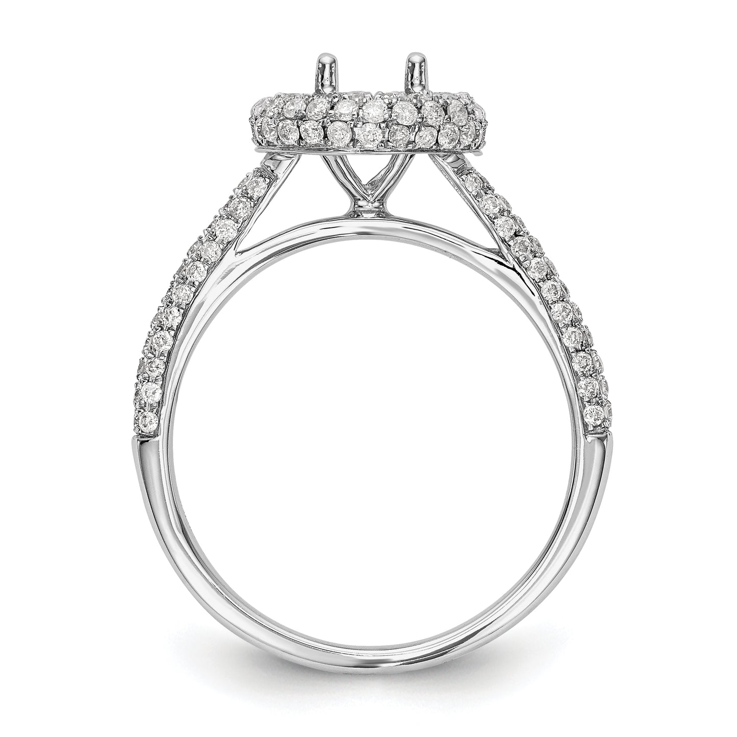14K White Gold Round Simulated Diamond Halo Engagement Ring