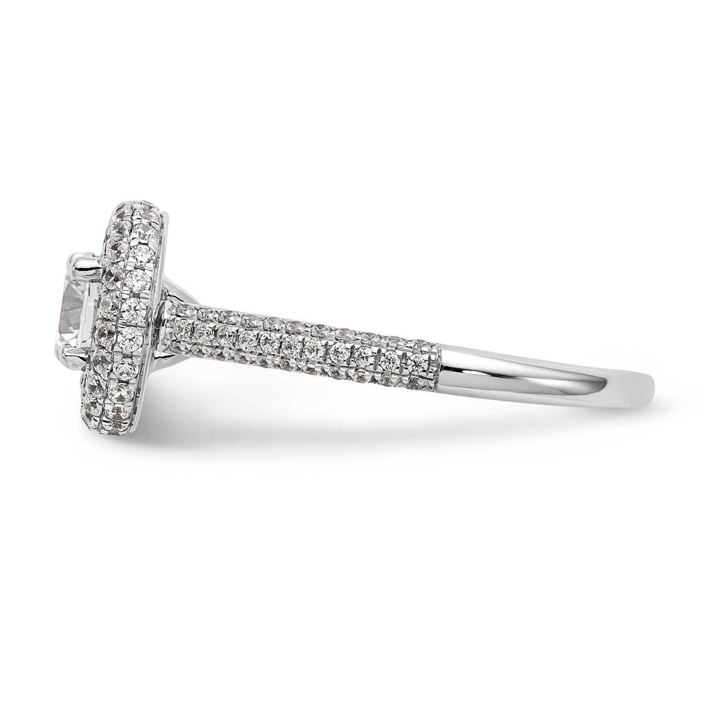 14K White Gold Round Simulated Diamond Halo Engagement Ring
