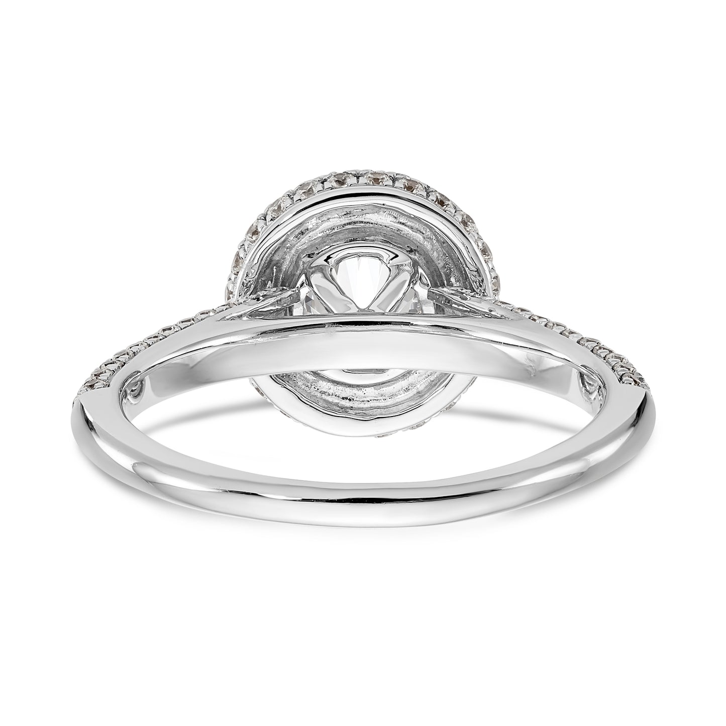 14K White Gold Round Simulated Diamond Halo Engagement Ring