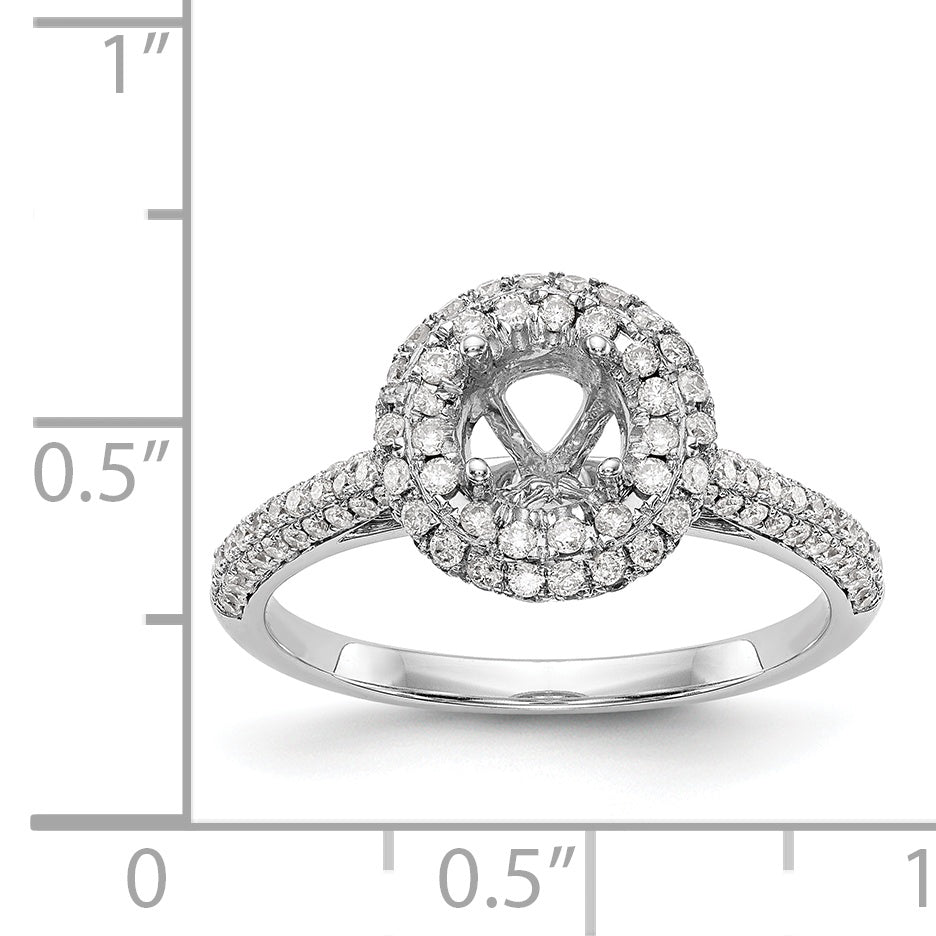 14K White Gold Round Simulated Diamond Halo Engagement Ring