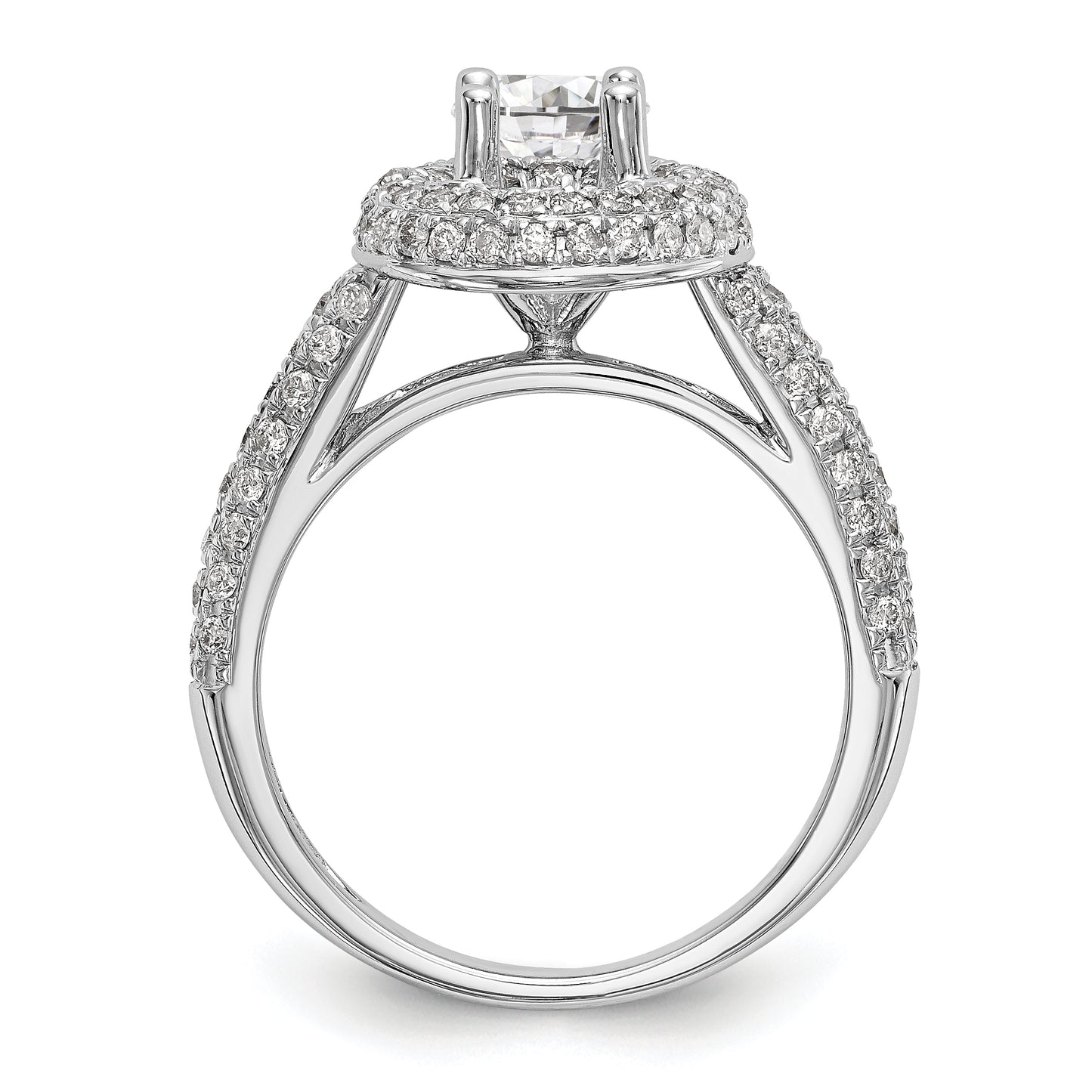 14K White Gold Round Simulated Diamond Halo Engagement Ring