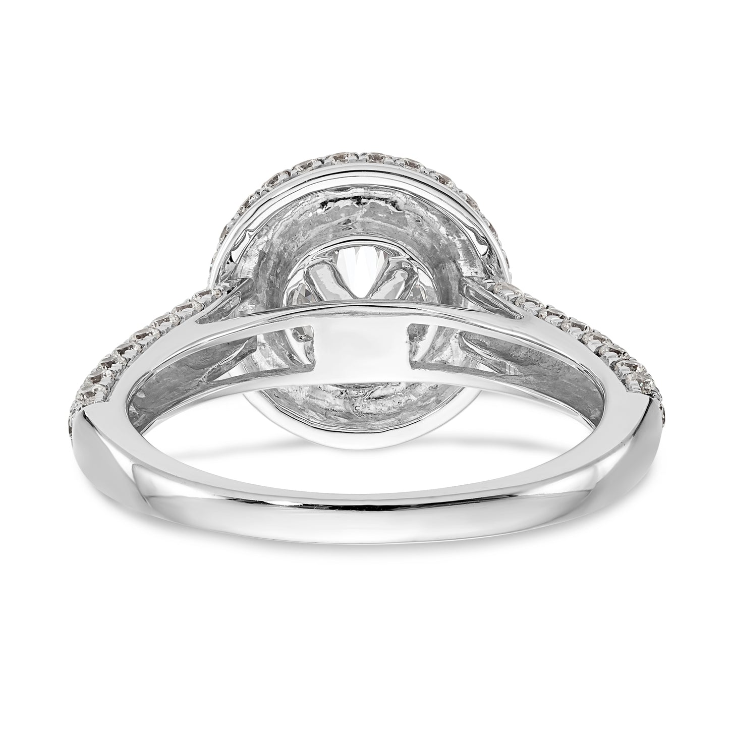 14K White Gold Round Simulated Diamond Halo Engagement Ring