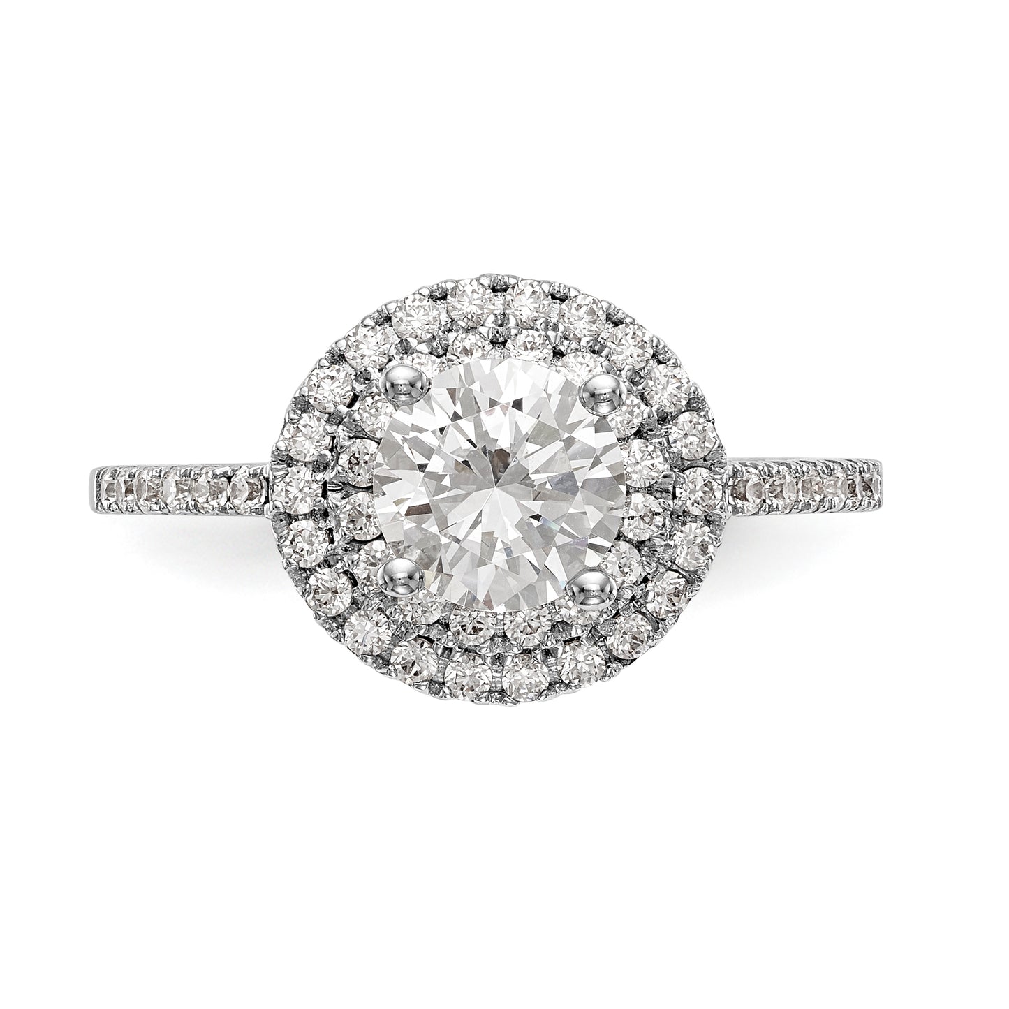 14KW Round Simulated Diamond Double Halo Engagement Ring