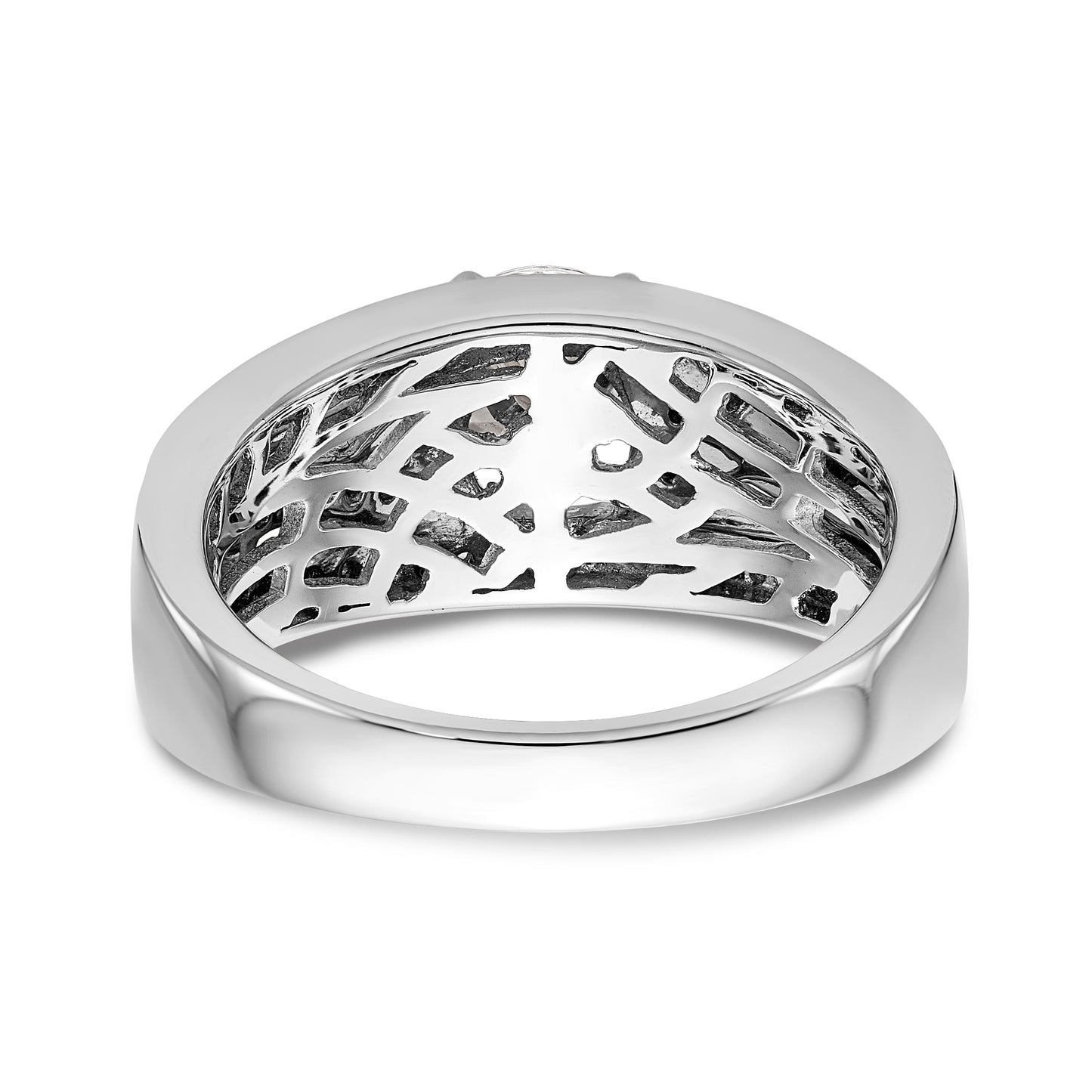 14k White Gold Peg Set Simulated Diamond Engagement Ring
