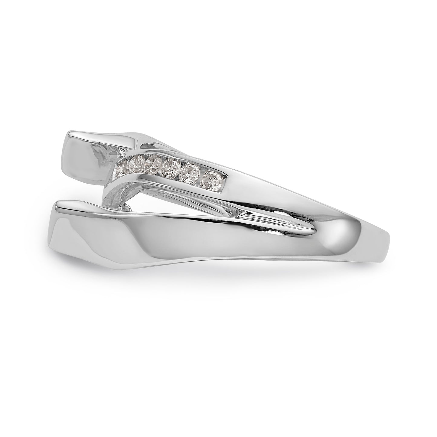 14k White Gold Simulated Diamond By Pass Engagement Ring