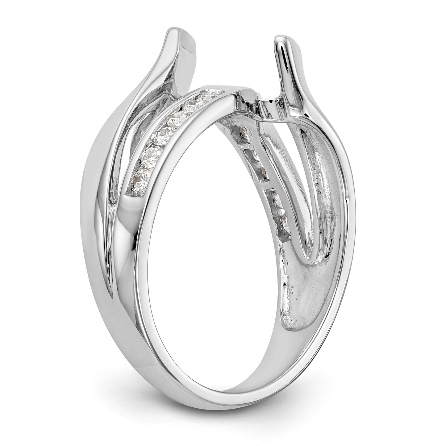 14k White Gold Simulated Diamond By Pass Engagement Ring