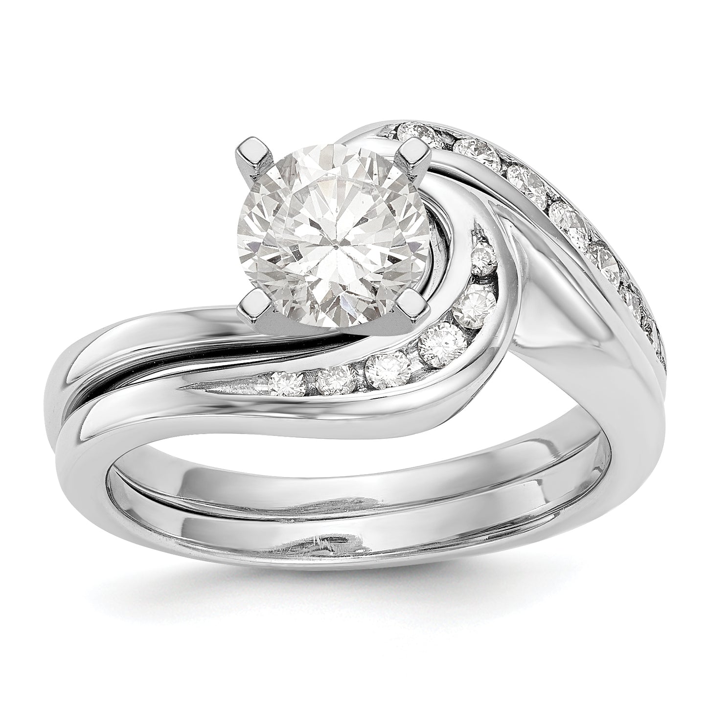 14kw Peg Set Simulated Diamond Engagement Ring