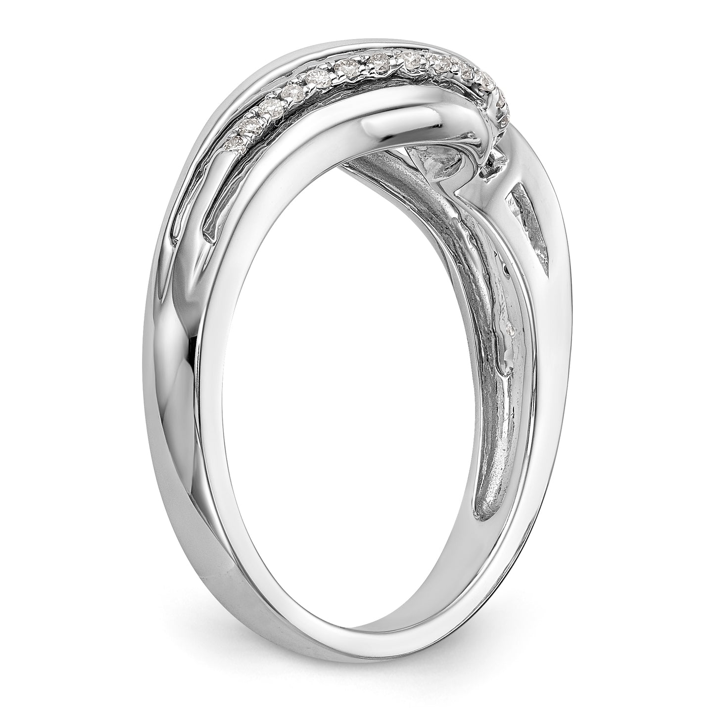 14k White Gold Peg Set Simulated Diamond By Pass Engagement Ring