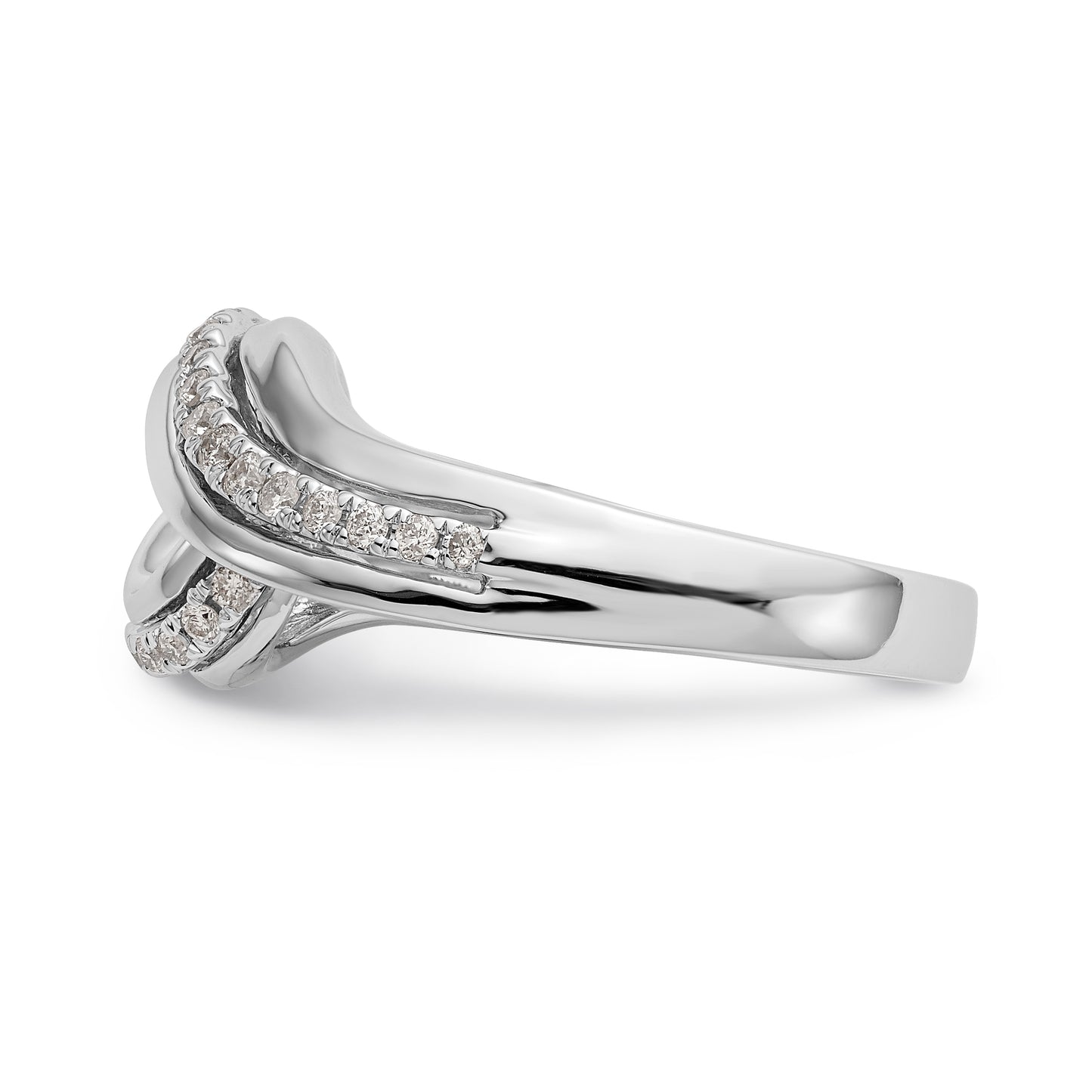 14k White Gold Peg Set Simulated Diamond By Pass Engagement Ring