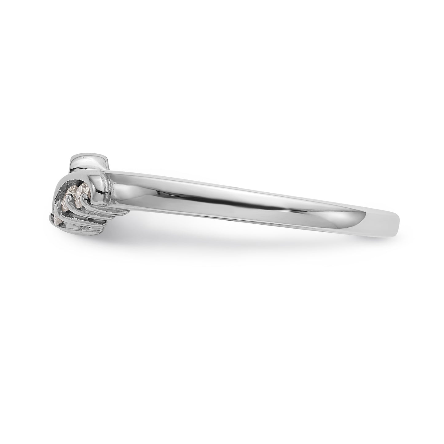 14k White Gold Peg Set Simulated Diamond By Pass Engagement Ring