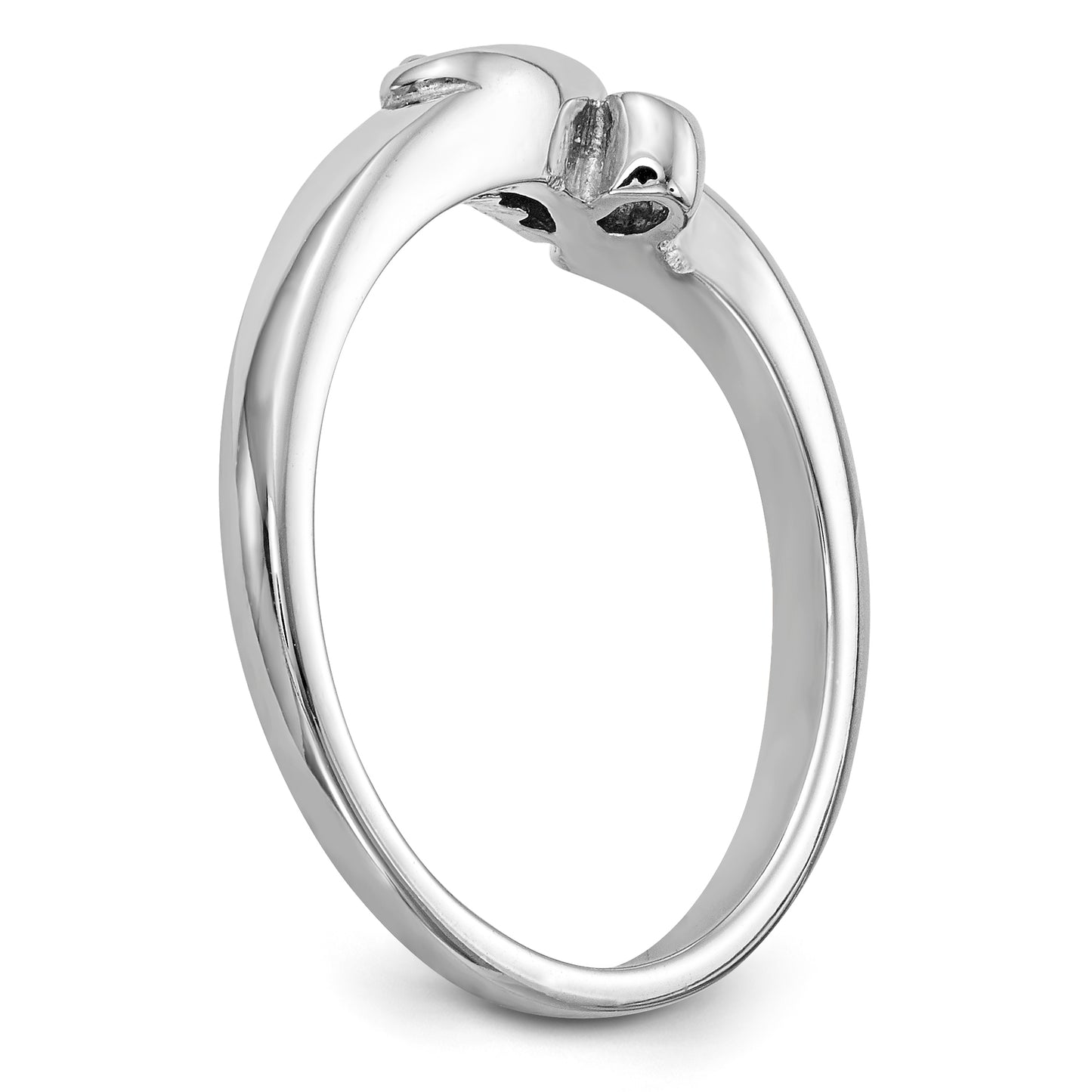 14k White Gold Peg Set Simulated Diamond By Pass Engagement Ring