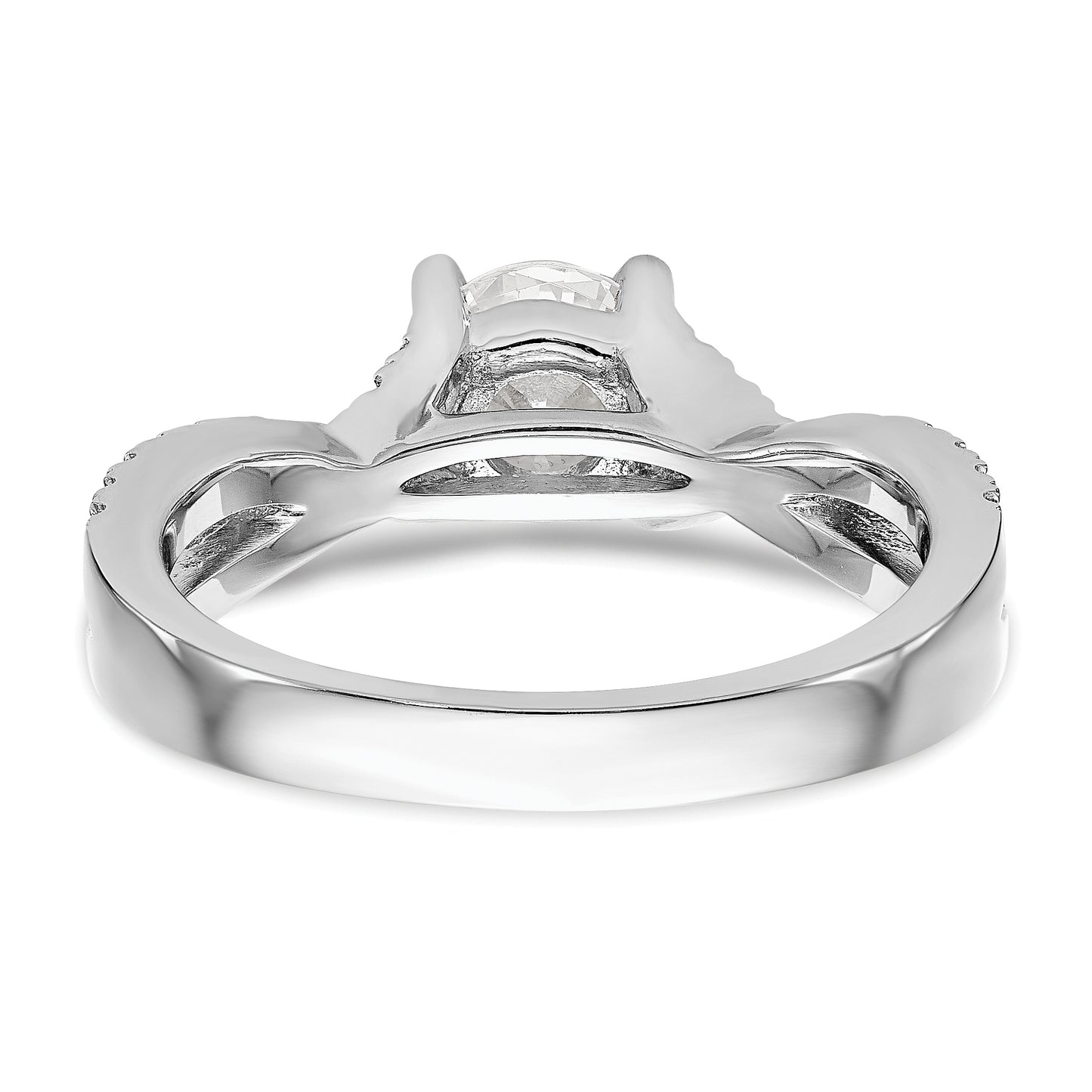 14k White Gold Diamond Round CZ By Pass Engagement Ring