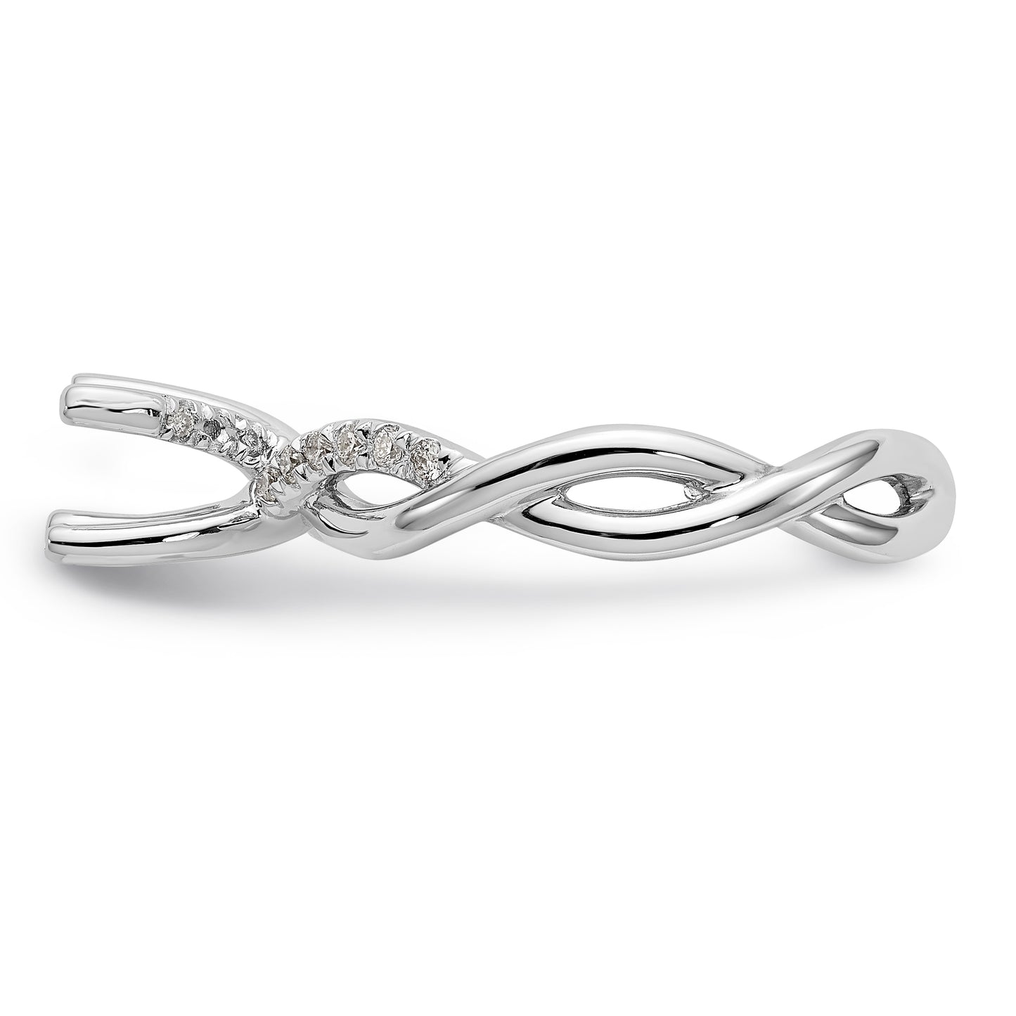 14k White Gold Diamond Round CZ Criss Cross Engagement Ring