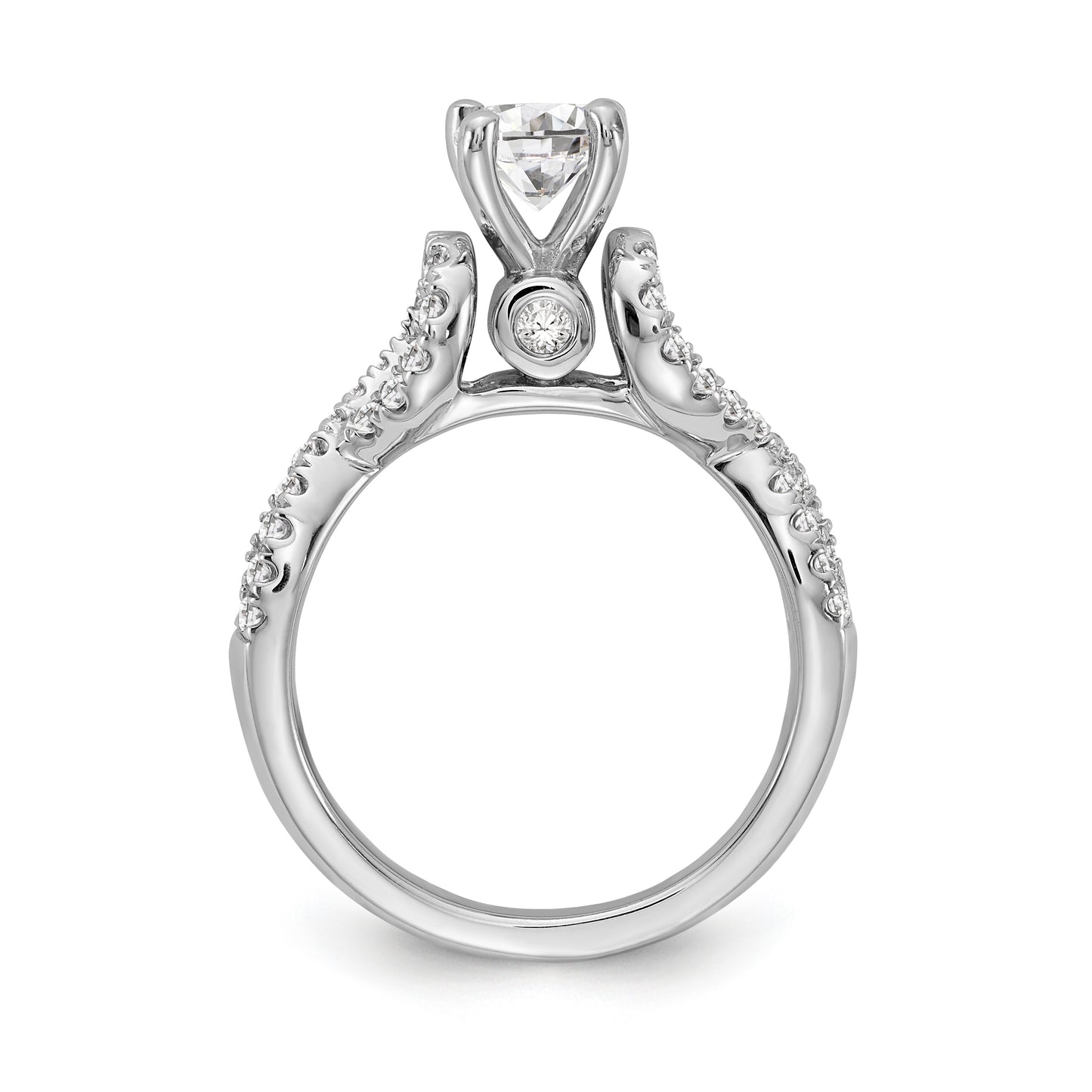 14k White Gold Peg Set Simulated Diamond Infinity Engagement Ring