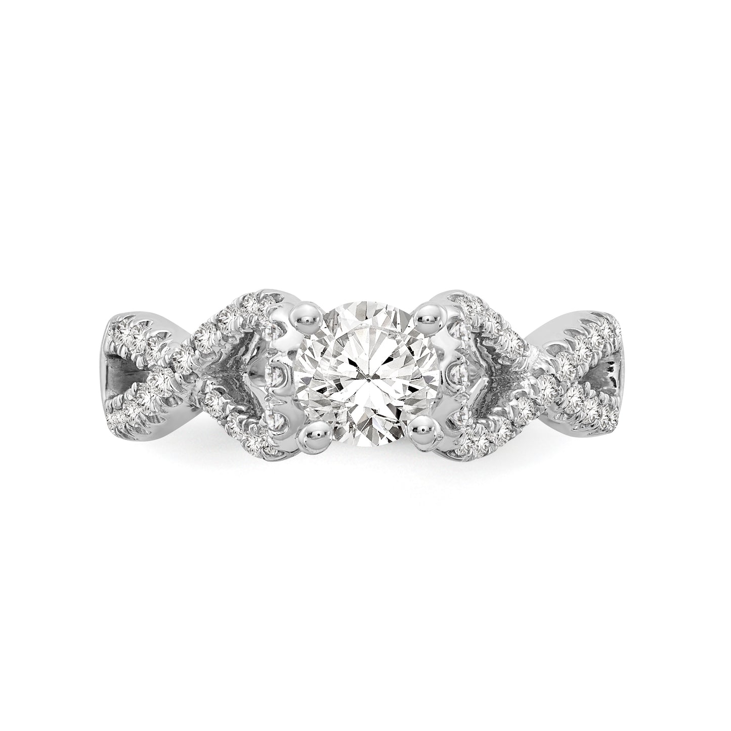 14k White Gold Peg Set Simulated Diamond Infinity Engagement Ring