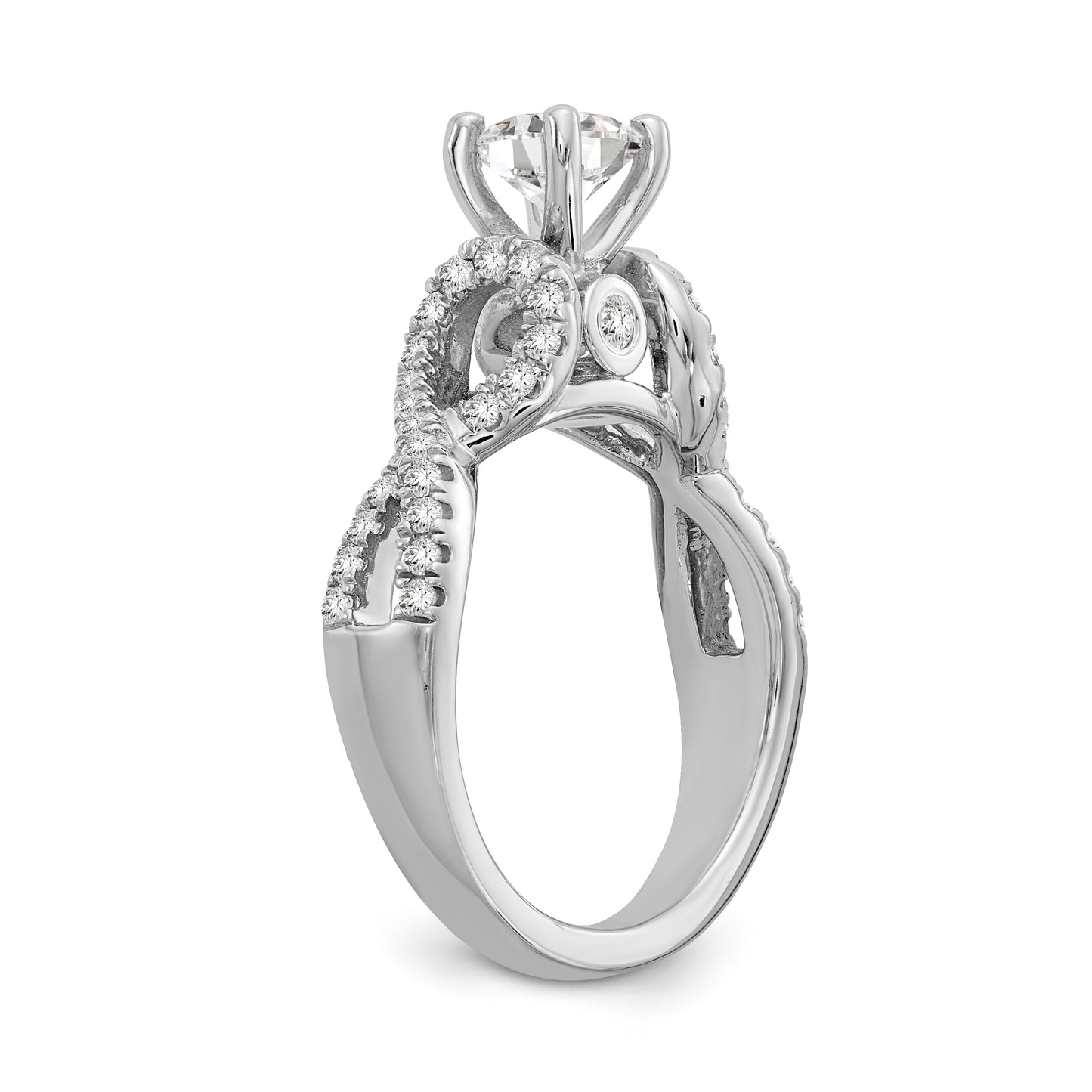 14k White Gold Peg Set Simulated Diamond Infinity Engagement Ring