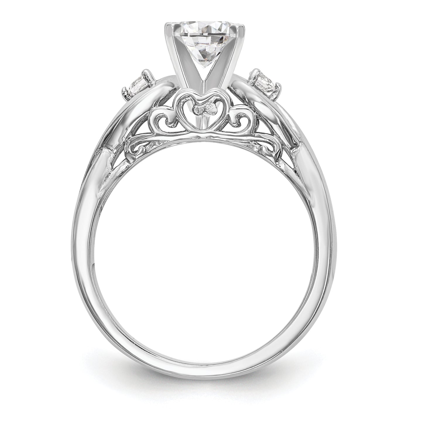 14k White Gold Peg Set Simulated Diamond Infinity Engagement Ring