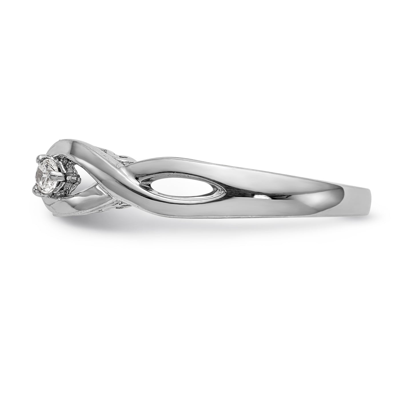 14k White Gold Peg Set Simulated Diamond Infinity Engagement Ring