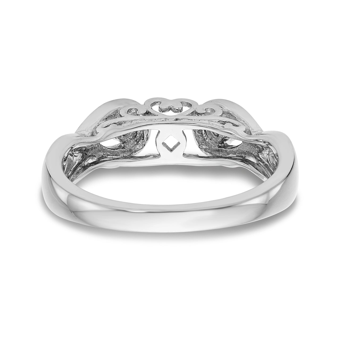 14k White Gold Peg Set Simulated Diamond Infinity Engagement Ring