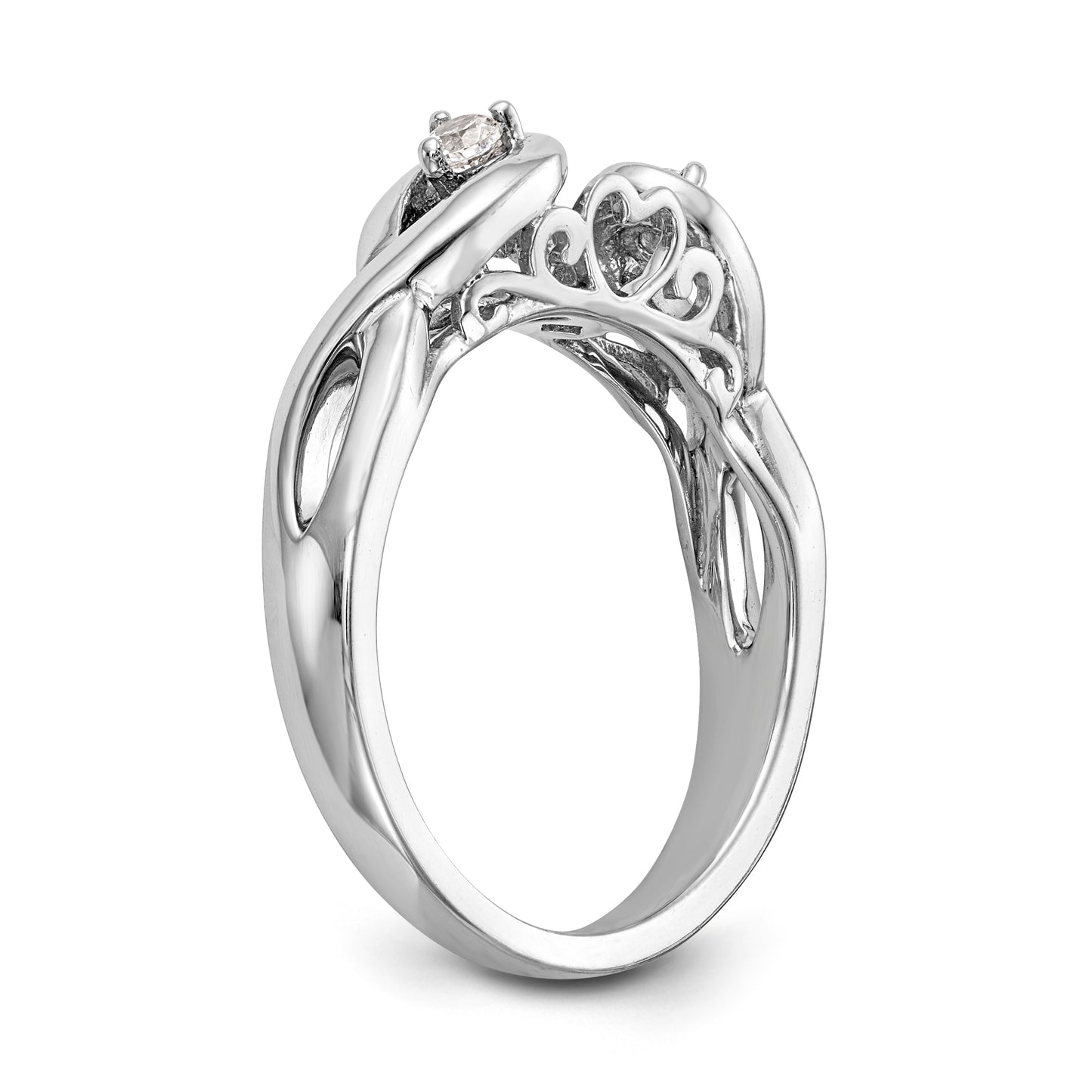 14k White Gold Peg Set Simulated Diamond Infinity Engagement Ring