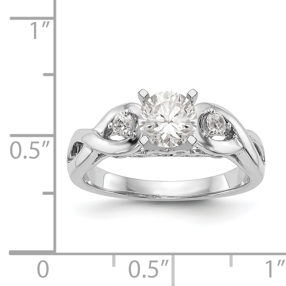 14k White Gold Peg Set Simulated Diamond Infinity Engagement Ring