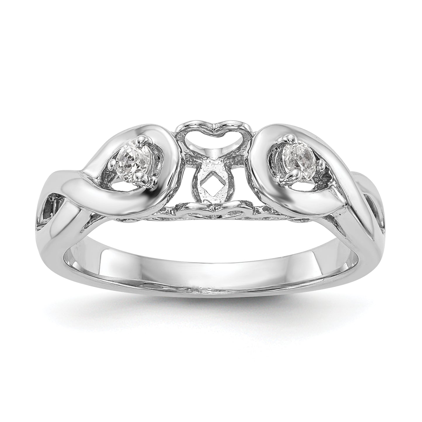 14k White Gold Peg Set Simulated Diamond Infinity Engagement Ring