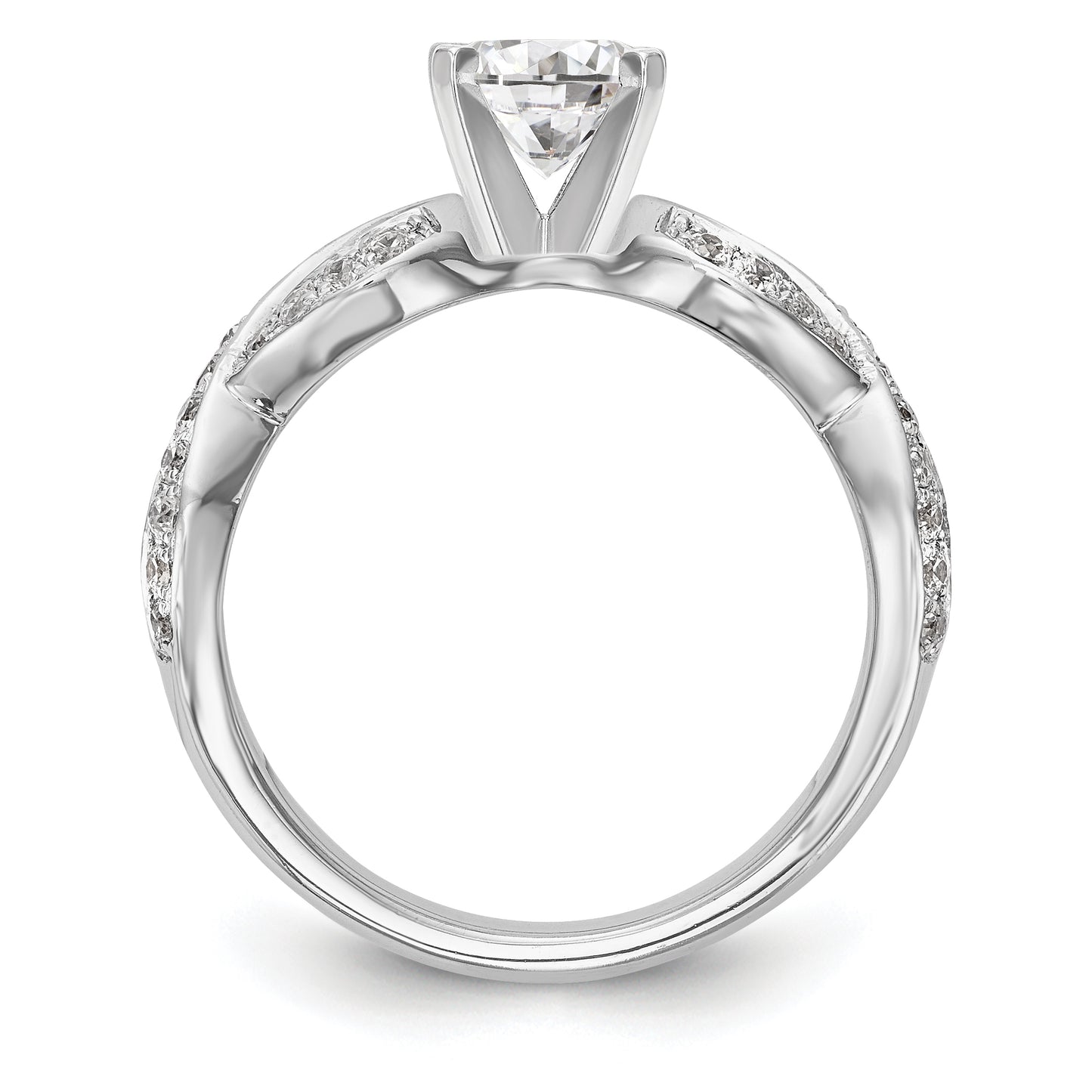 14k White Gold Peg Set Simulated Diamond Infinity Engagement Ring