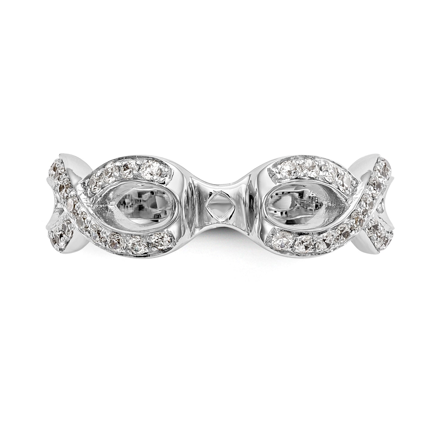 14k White Gold Peg Set Simulated Diamond Infinity Engagement Ring