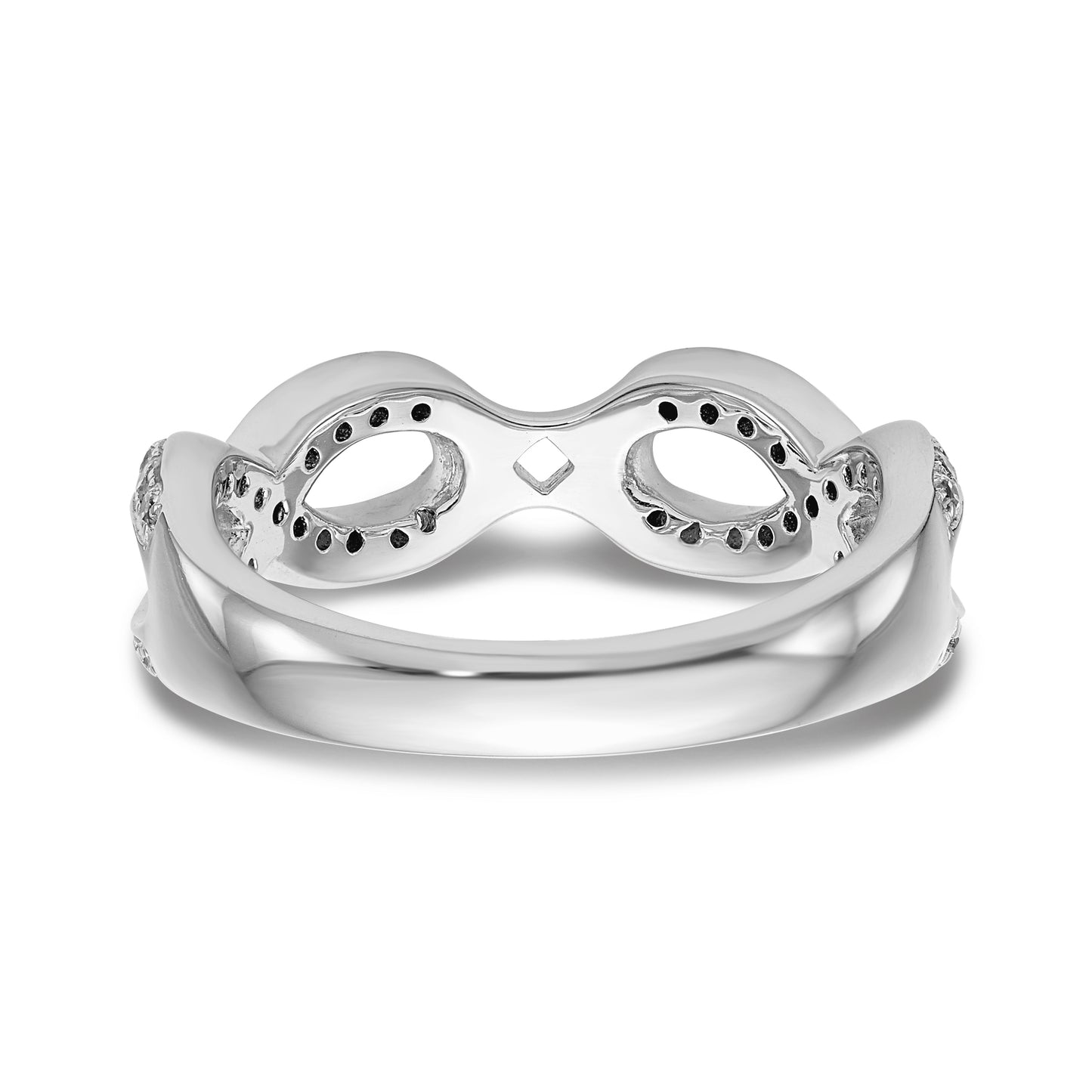 14k White Gold Peg Set Simulated Diamond Infinity Engagement Ring