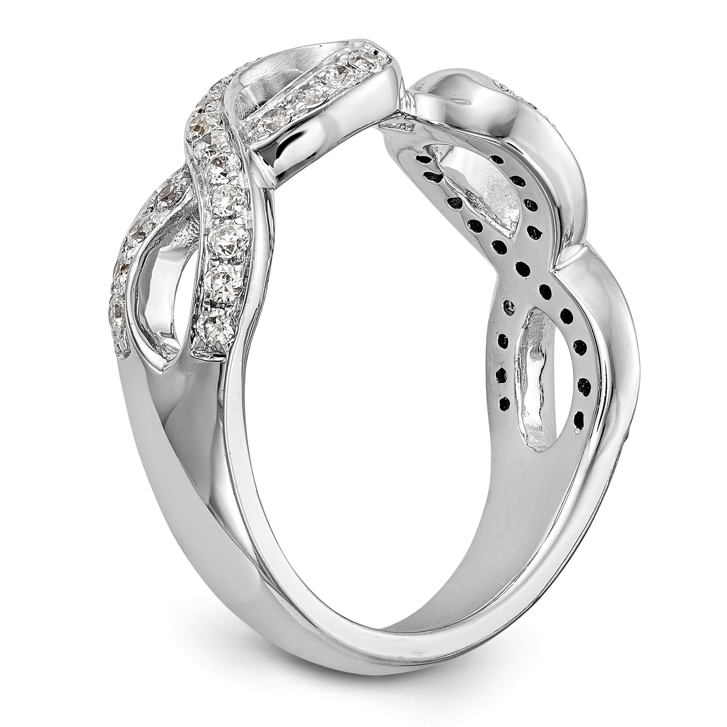 14k White Gold Peg Set Simulated Diamond Infinity Engagement Ring
