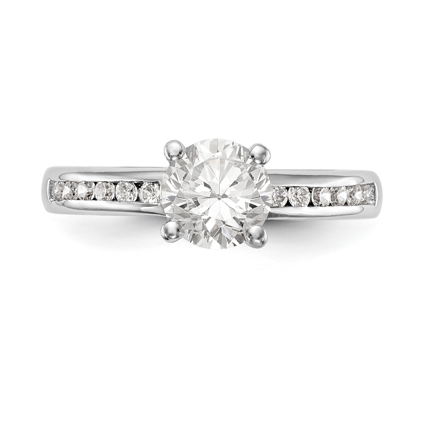14K White Gold Simulated Diamond Engagement Ring