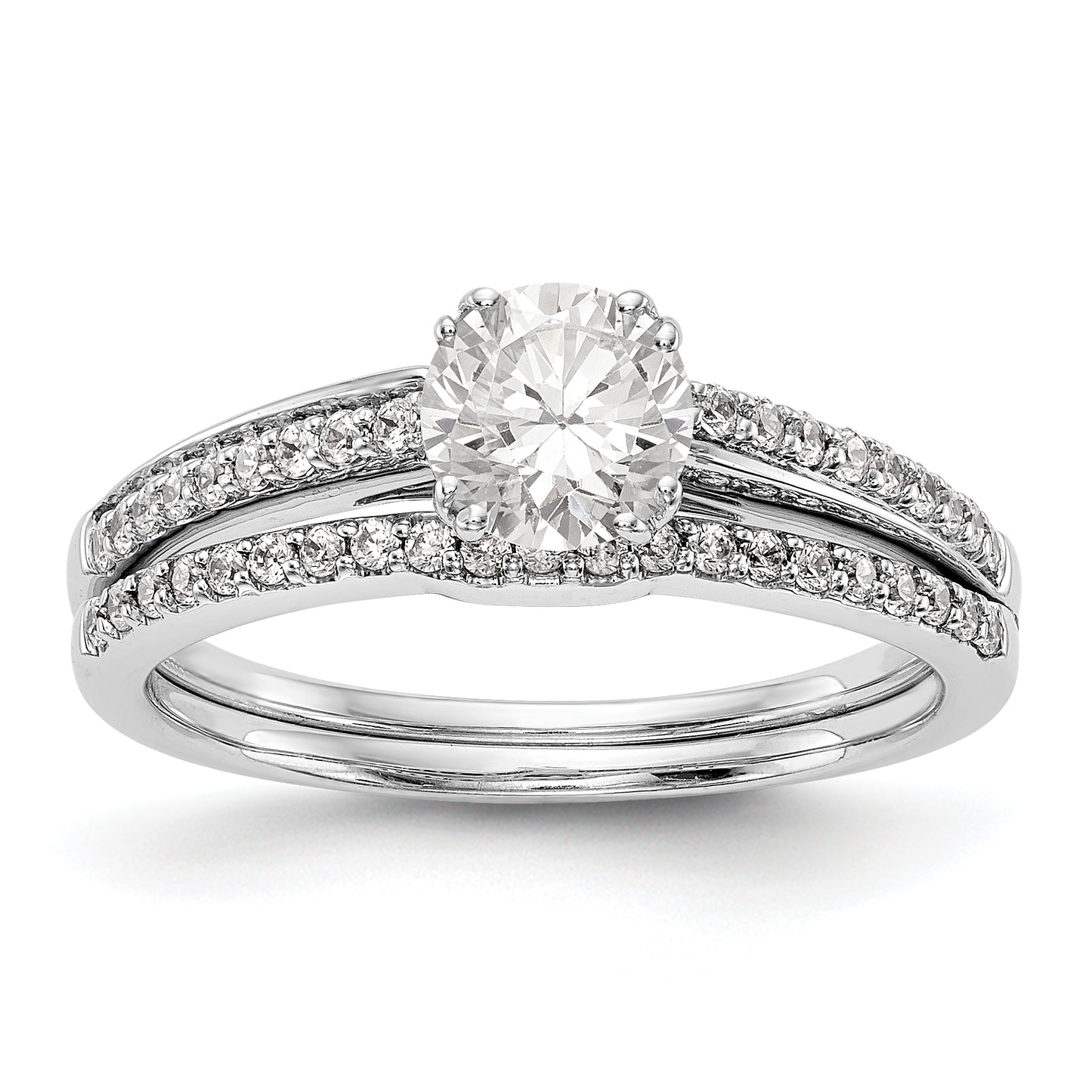 14K White Gold Simulated Diamond Engagement Ring
