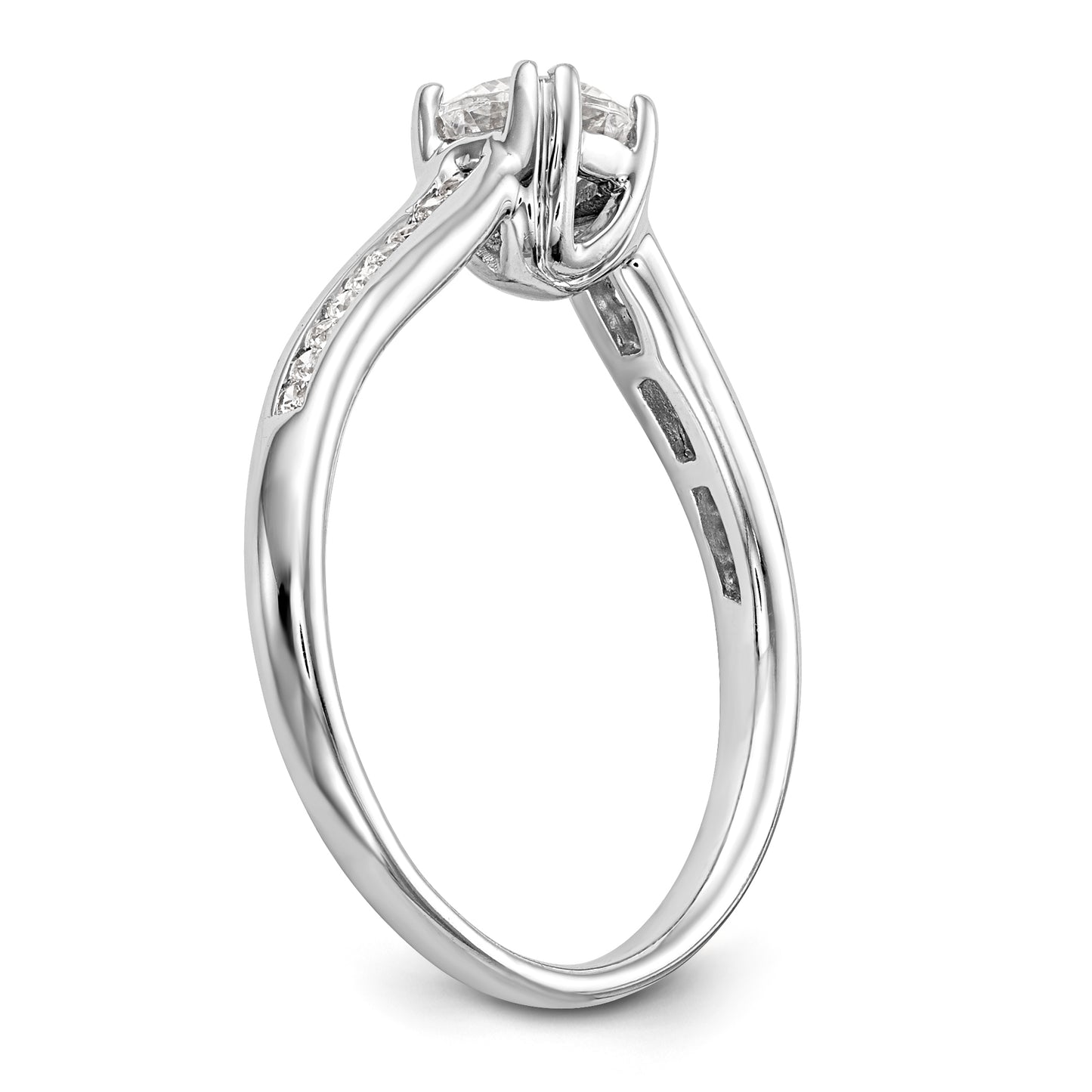 14K White Gold Simulated Diamond Engagement Ring