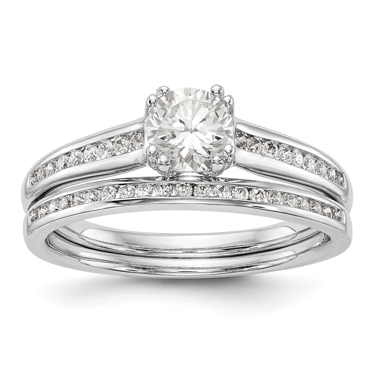 14K White Gold Simulated Diamond Engagement Ring