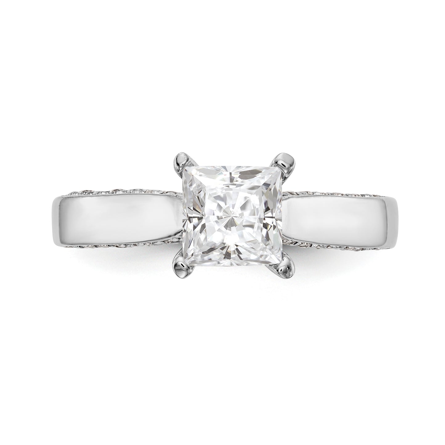 14K White Gold Simulated Diamond Engagement Ring